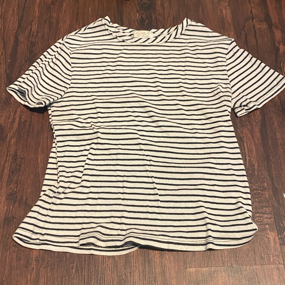 Ultra Flirt by Macy’s Black and White Striped Bodycon Tee